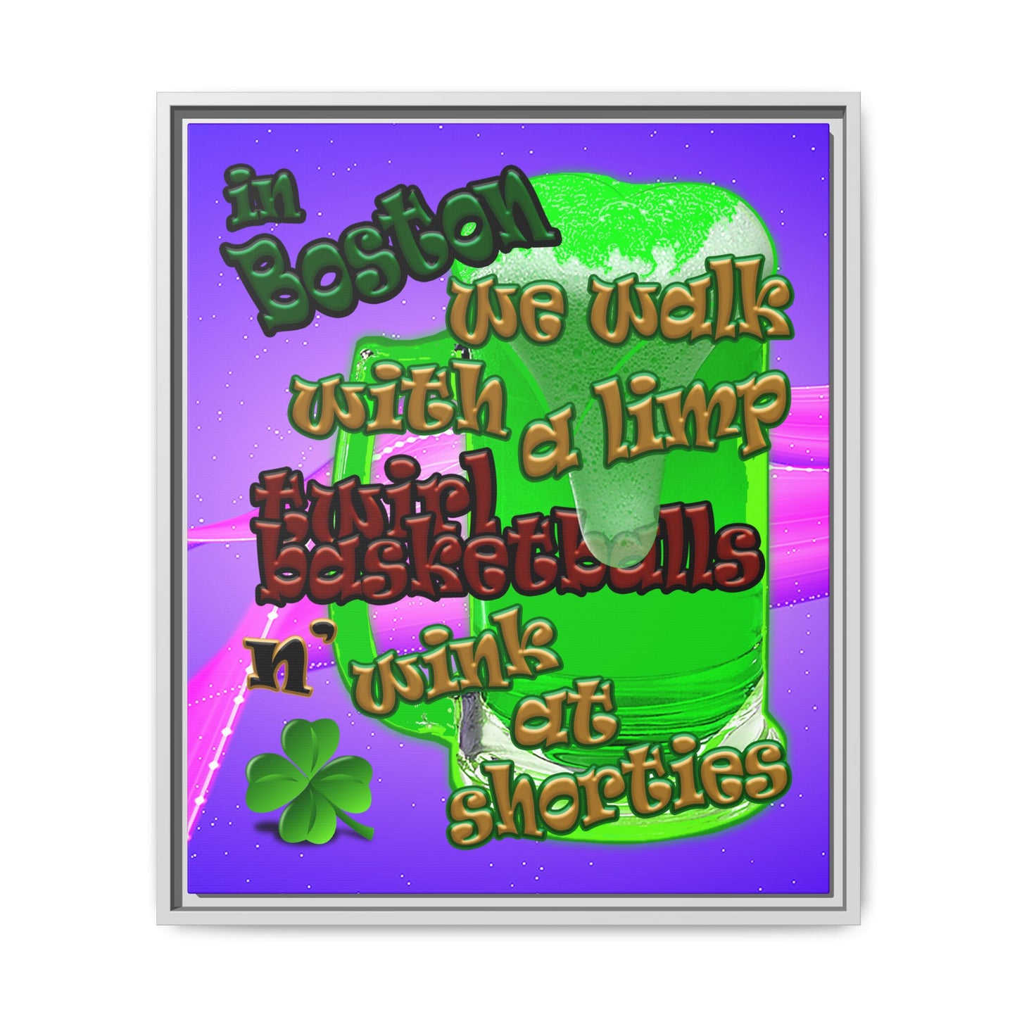 celtics logo - framed canvas art (purple-pink wave)