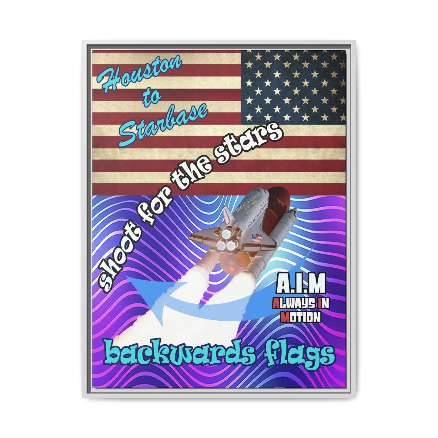 shoot for the stars - framed canvas art (purple wave)