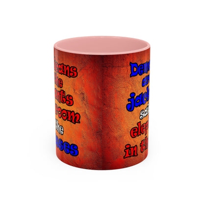 donkeys and elephants - Accent Mug (burnt orange)