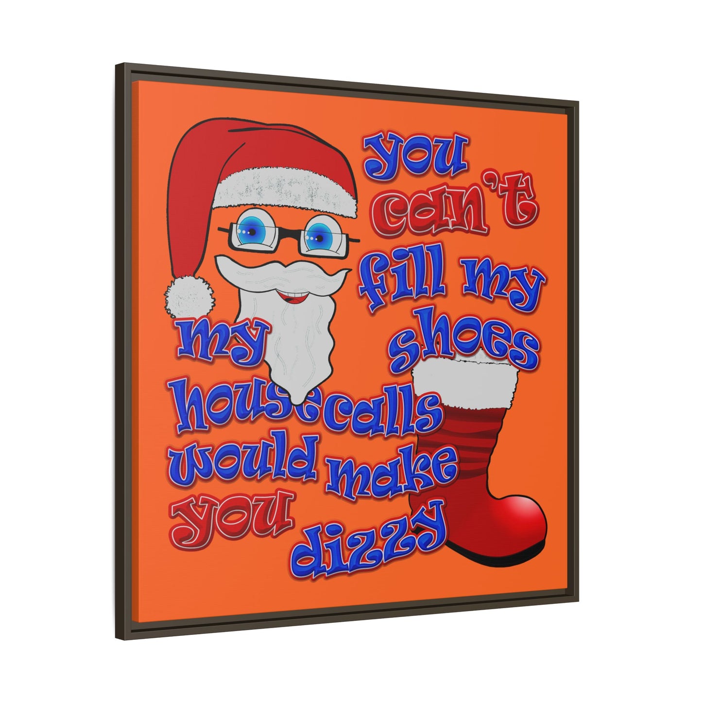 santa's shoes - framed canvas art (orange)