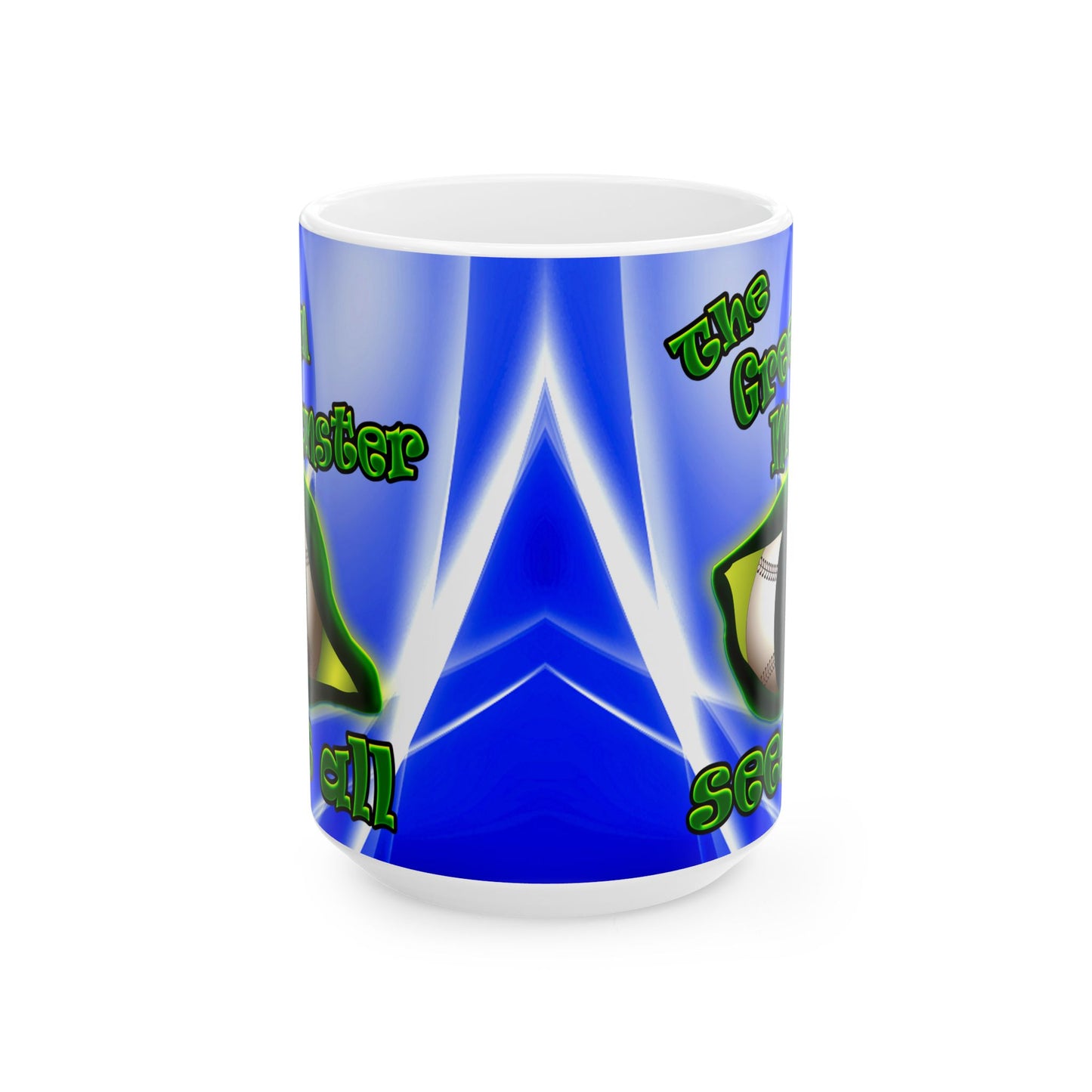 green monster - White Mug (blue-white wave)
