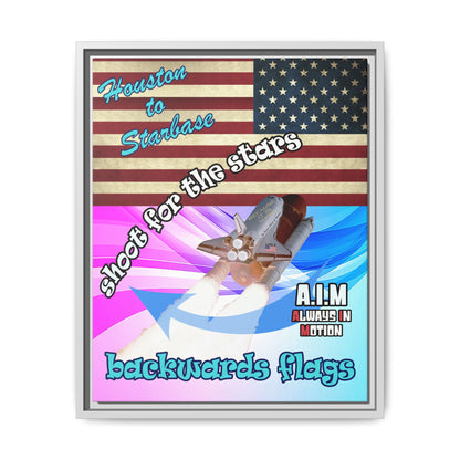 shoot for the stars - framed canvas art (light blue-pink wave)
