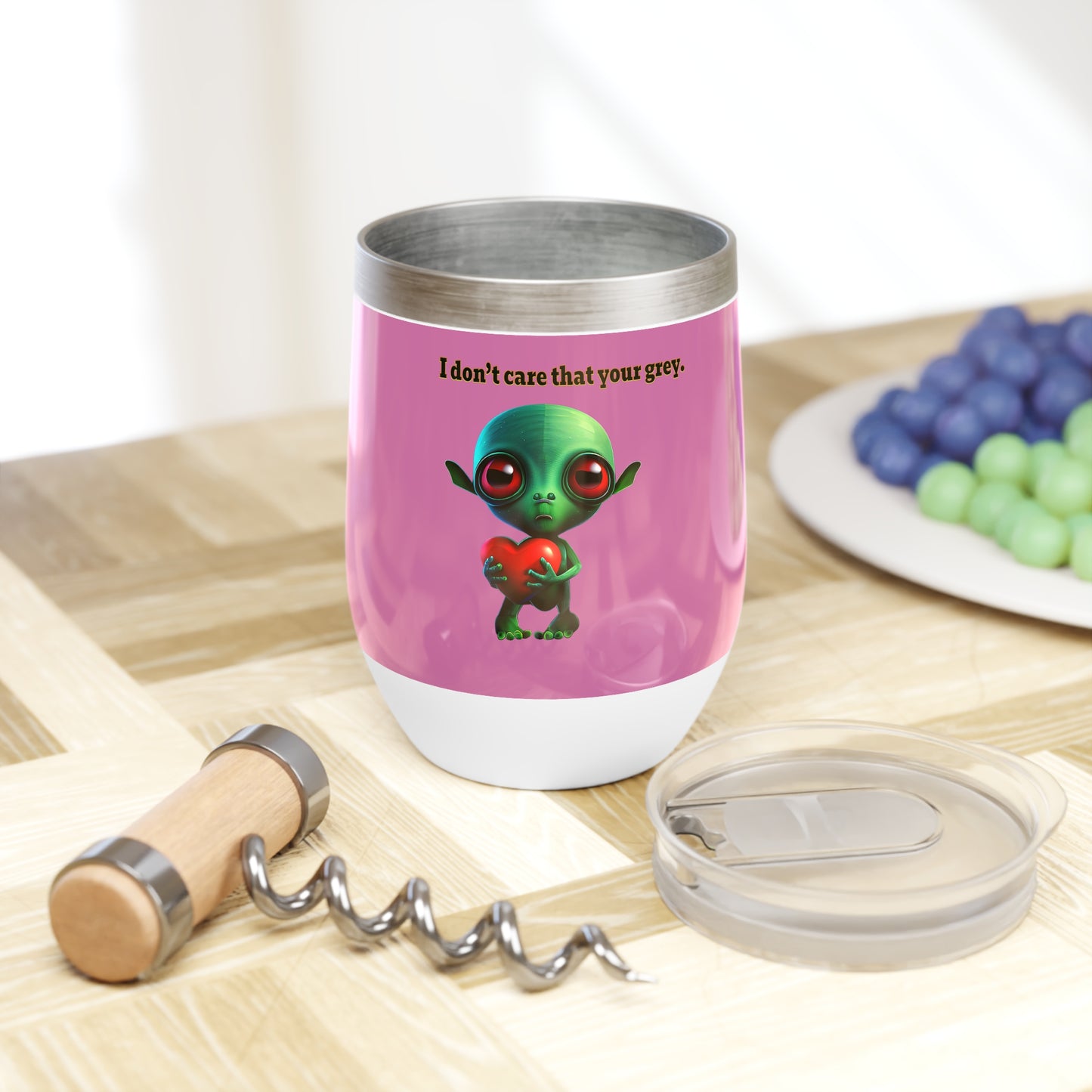 I don't care that your grey - Chill Wine Tumbler (light pink)