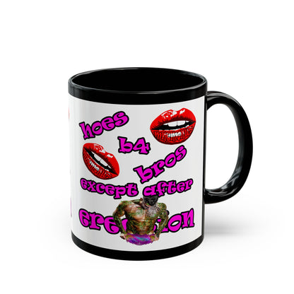 hoes b4 bros - Black Mug (white)
