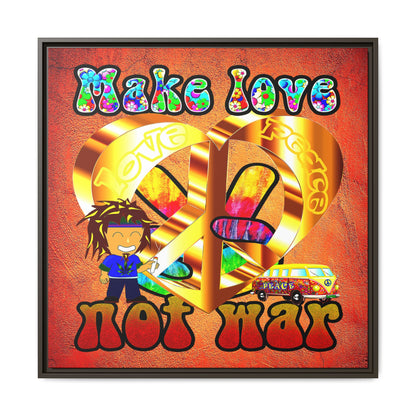 love peace - framed canvas art (burnt orange)