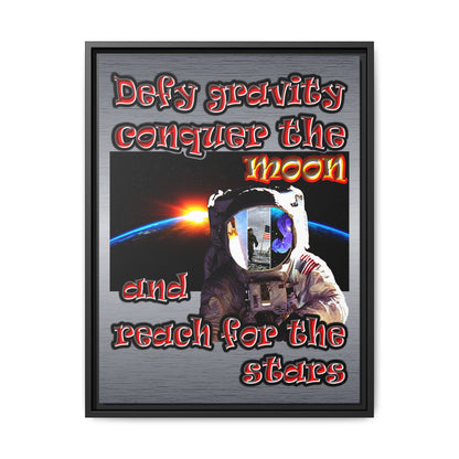 defy conquer reach - framed canvas art (brushed nickel)