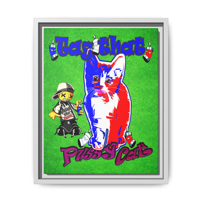 tag that - framed canvas art (green turf)
