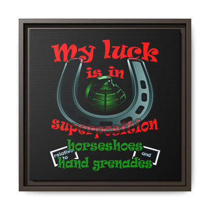 my luck - framed canvas art (black)