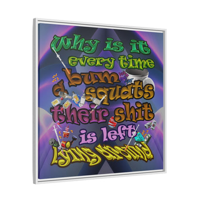 the bum's shit - framed canvas art (grey-pink wave)