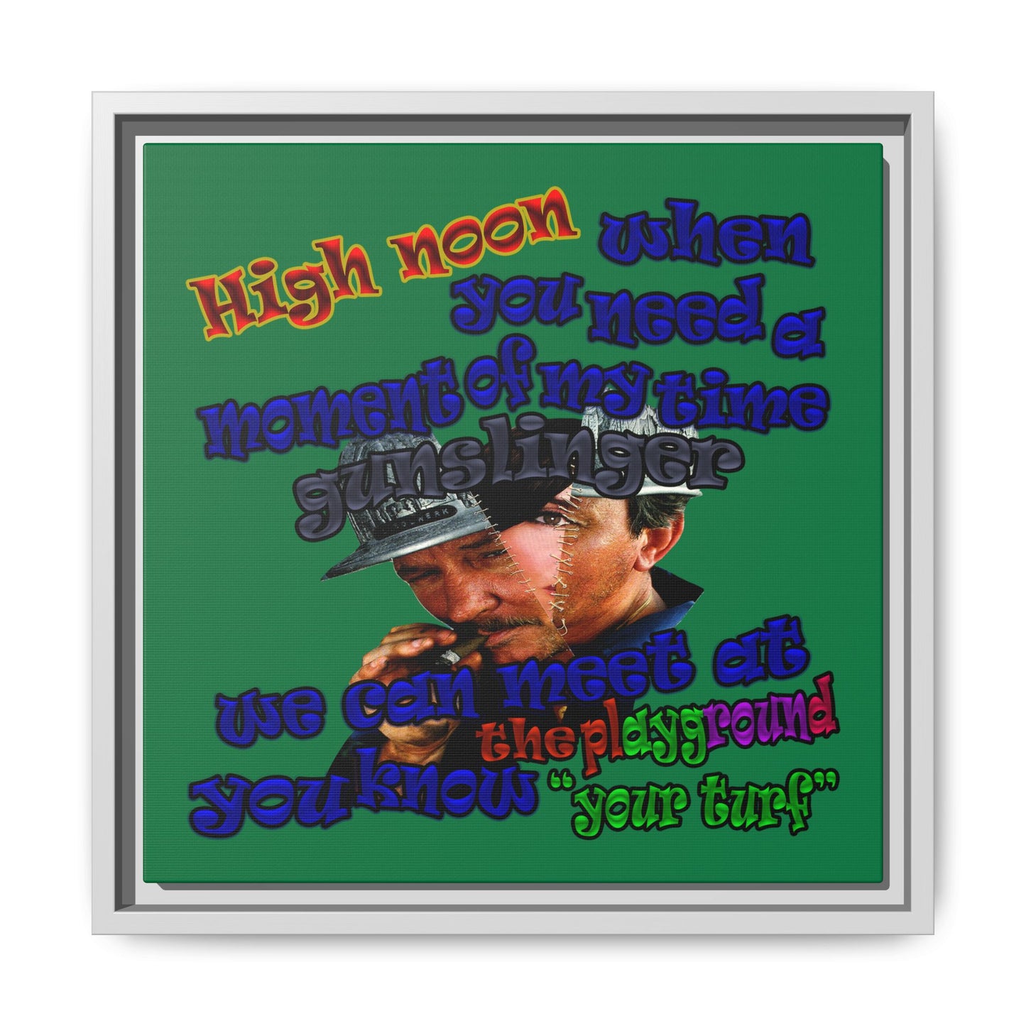 high noon - framed canvas art (dark green)