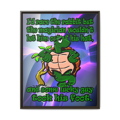turtle race - framed canvas art (grey-pink wave)
