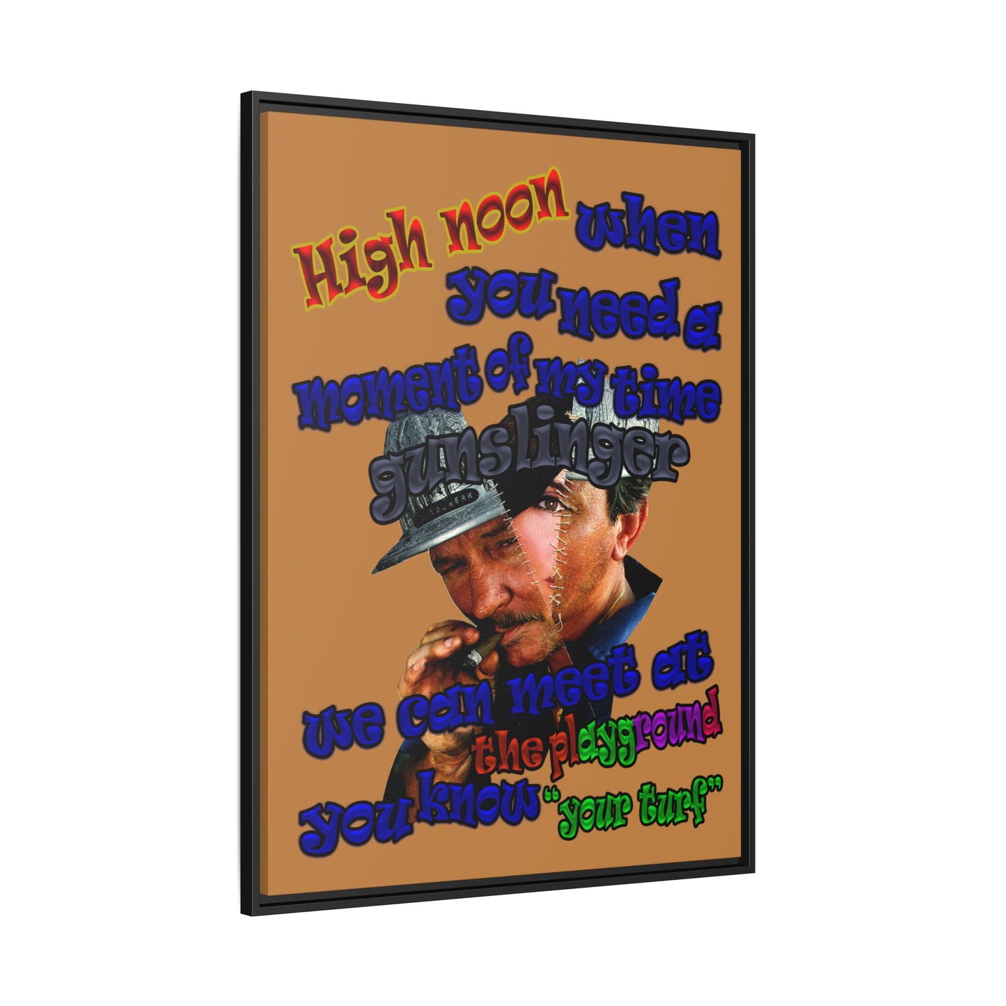 high noon - framed canvas art (light brown)