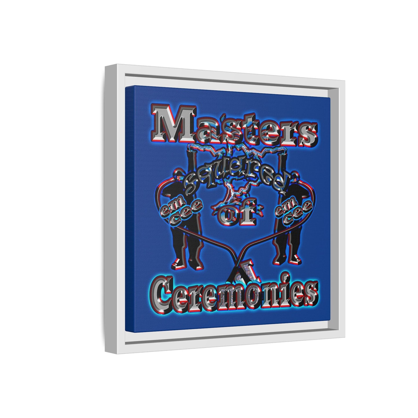em cee squared - framed canvas art (dark blue)