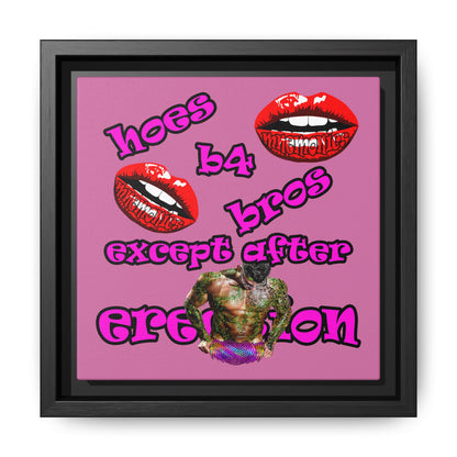 hoes b4 bros - framed canvas art (light pink)