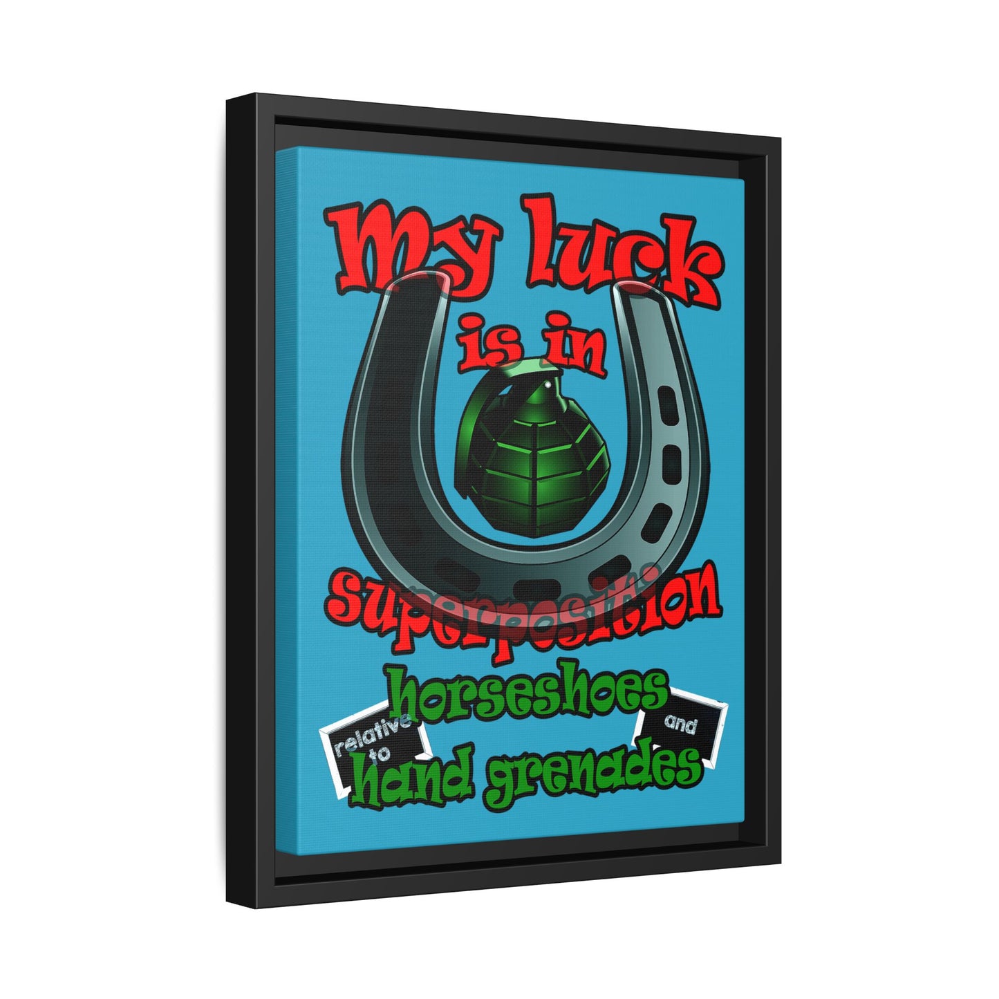 my luck - framed canvas art (turquoise)