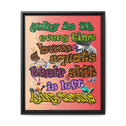 the bum's shit - framed canvas art (yellow-orange wave)
