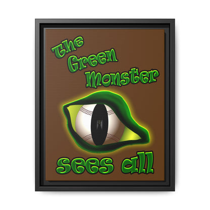 green monster - framed canvas art (brown)