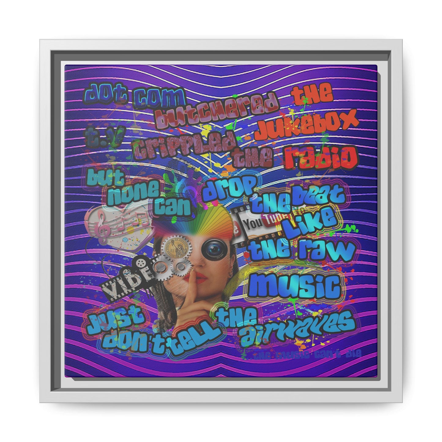 drop the beat - framed canvas art (purple wave)