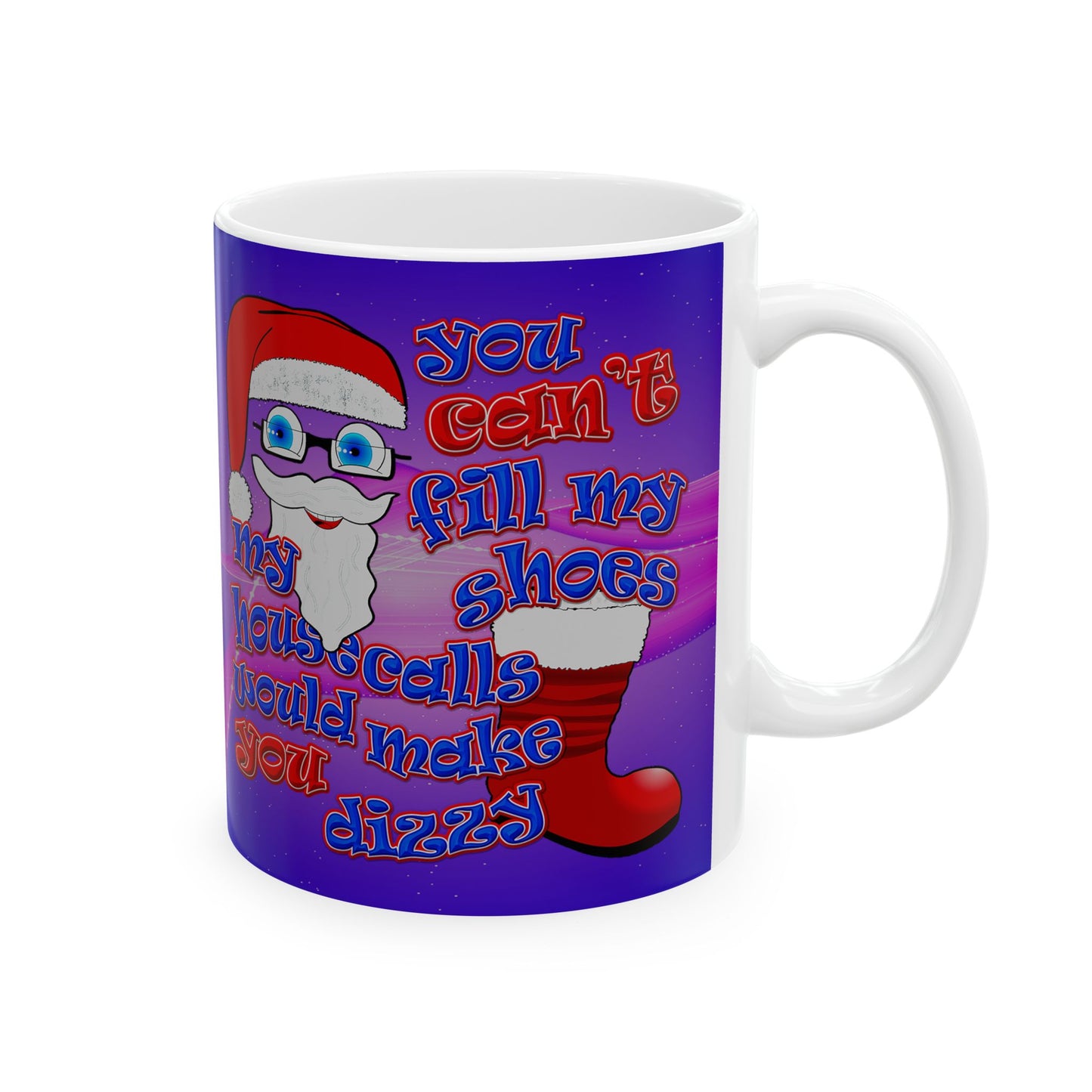santa's shoes - White Mug (purple-pink wave)