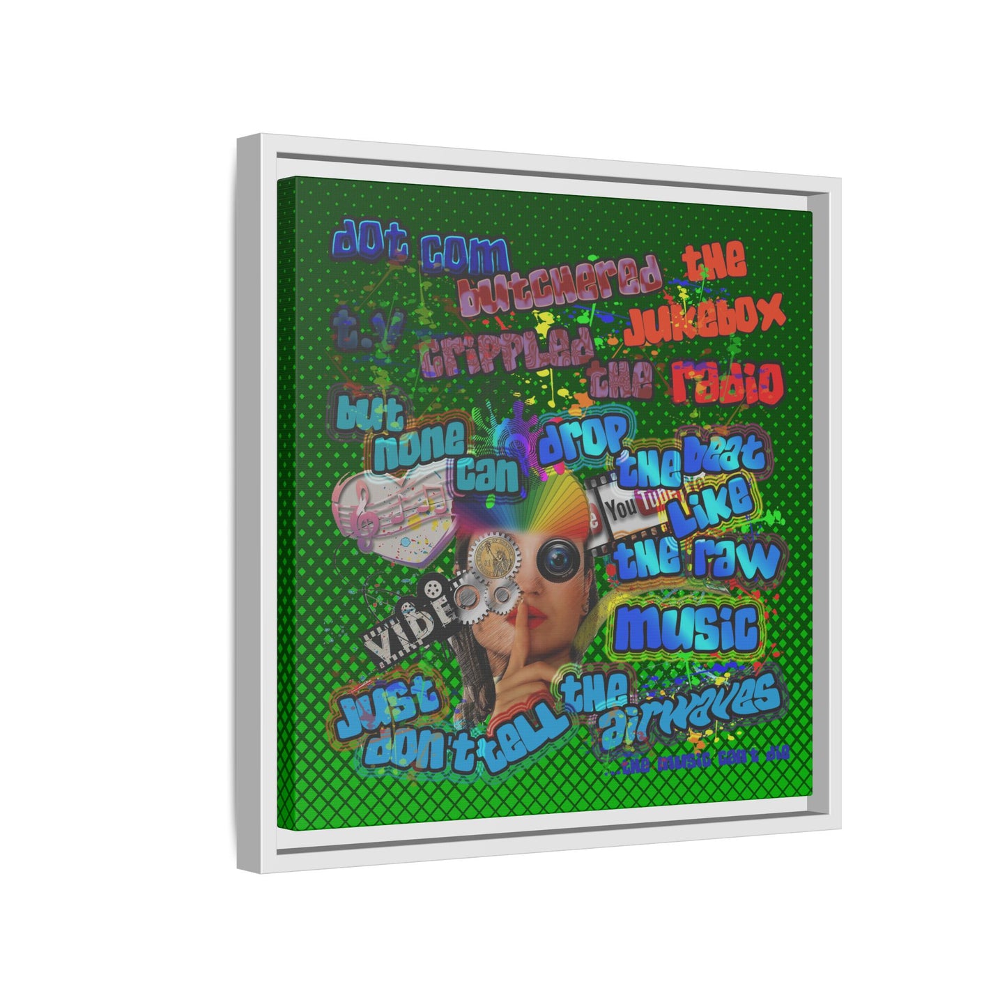 drop the beat - framed canvas art (logo green)