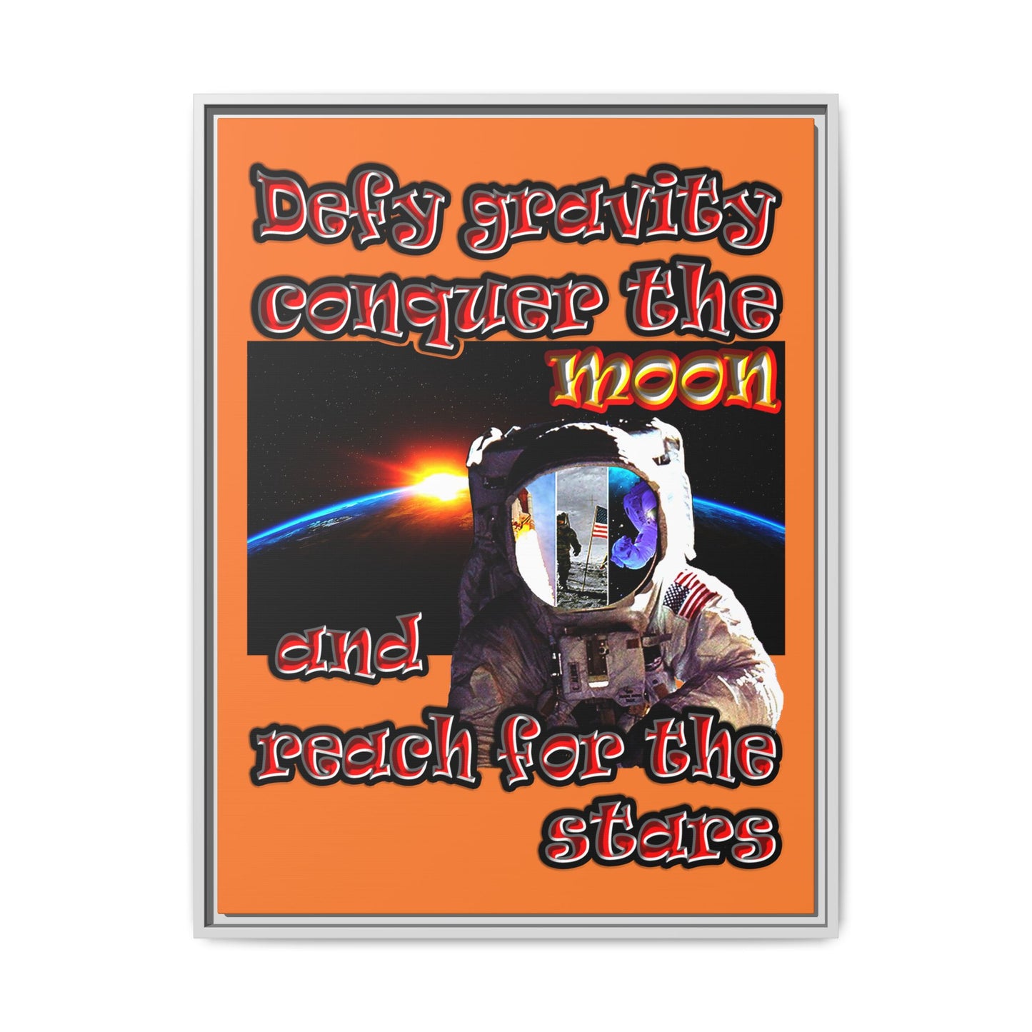 defy conquer reach - framed canvas art (crusta)