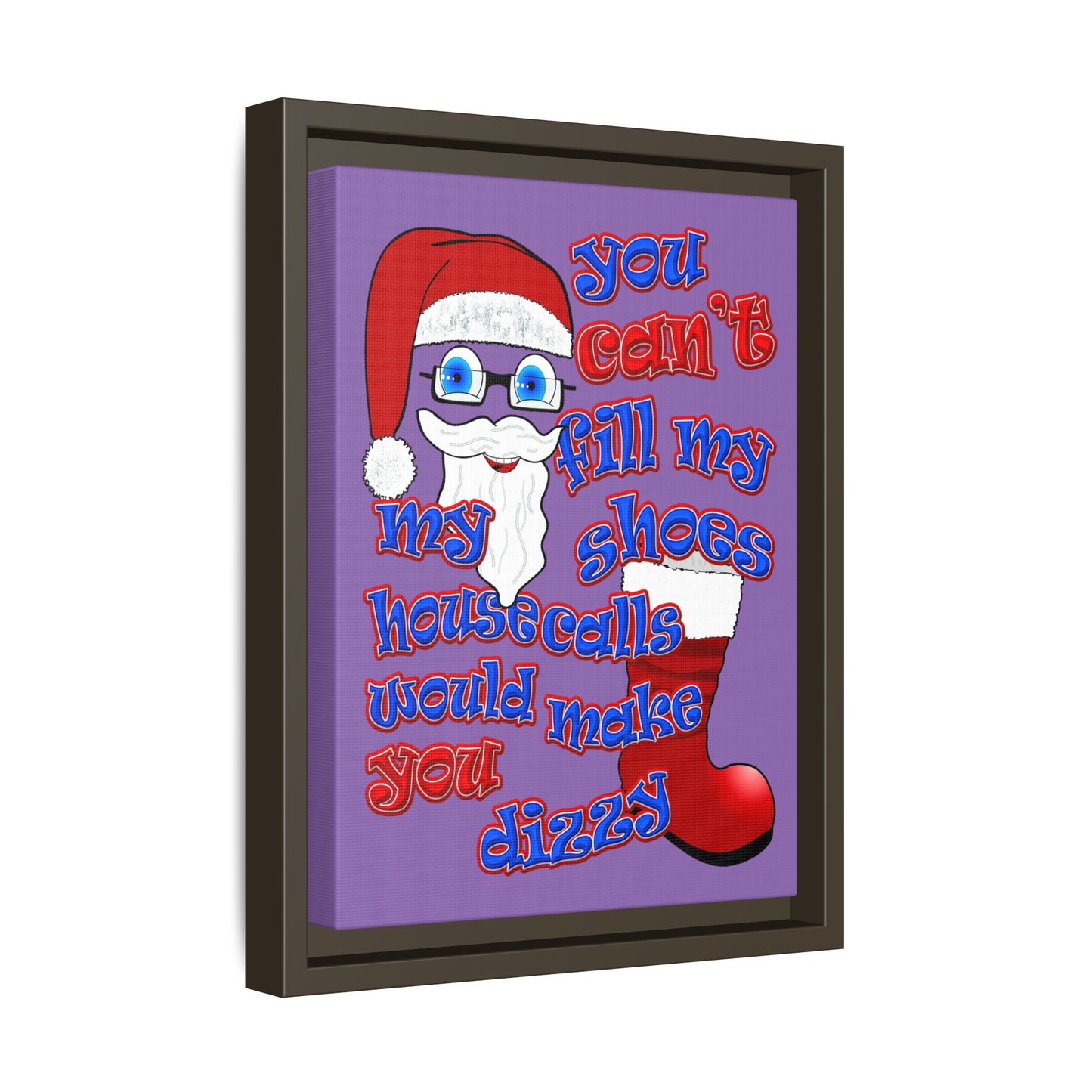 santa's shoes - framed canvas art (light purple)