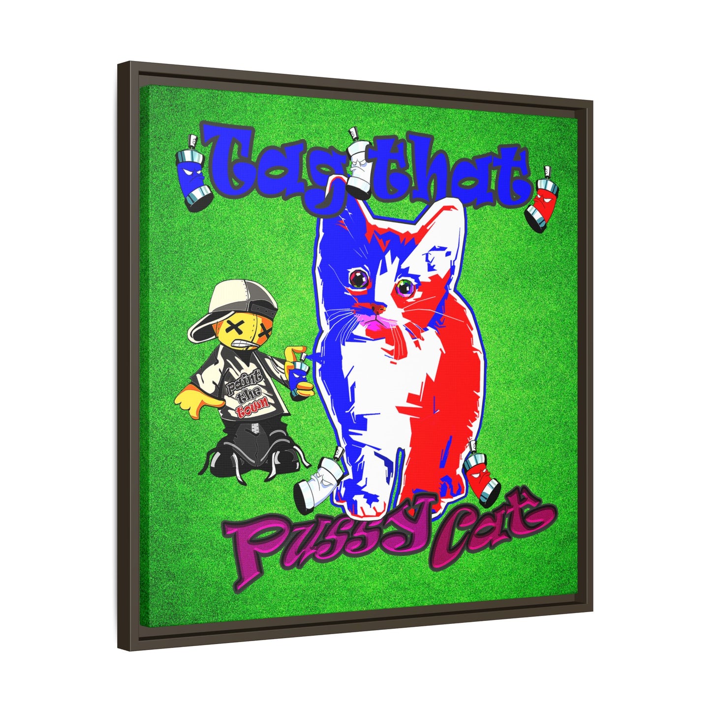 tag that - framed canvas art (green turf)