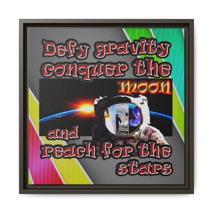 defy conquer reach - framed canvas art (rainbow split)