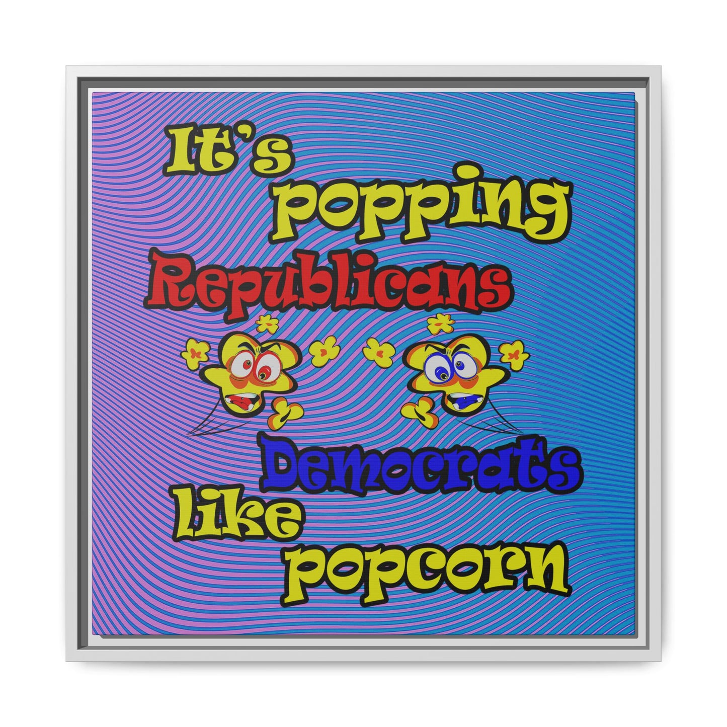 popping like popcorn - framed canvas art (light blue-purple wave)