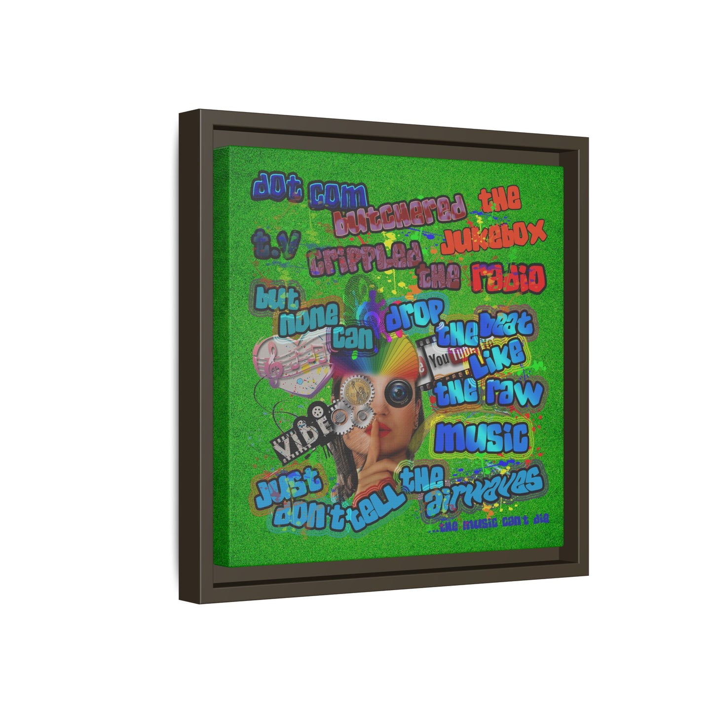 drop the beat - framed canvas art (green turf)