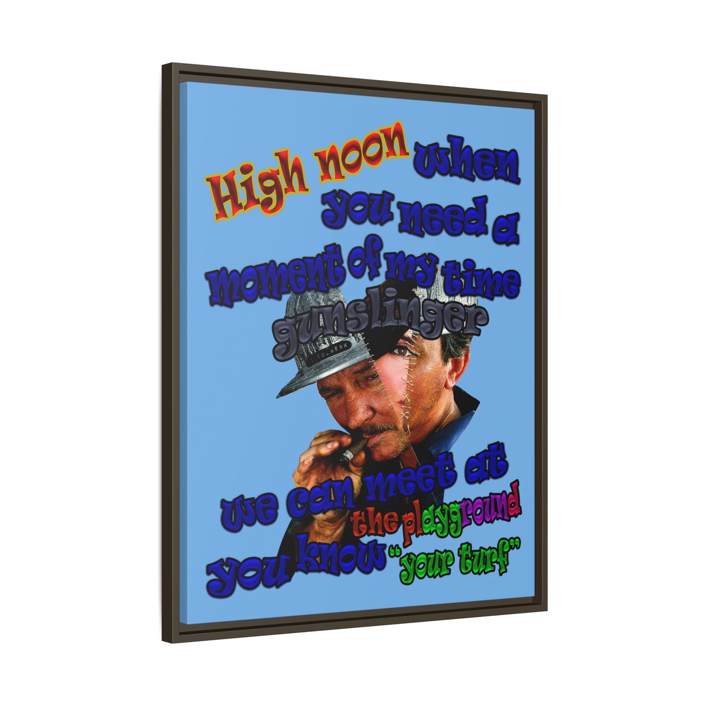 high noon - framed canvas art (light blue)