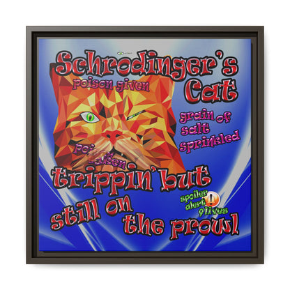 schrodinger's cat - framed canvas art (blue-white wave)