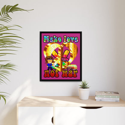 love peace - framed canvas art (pink)