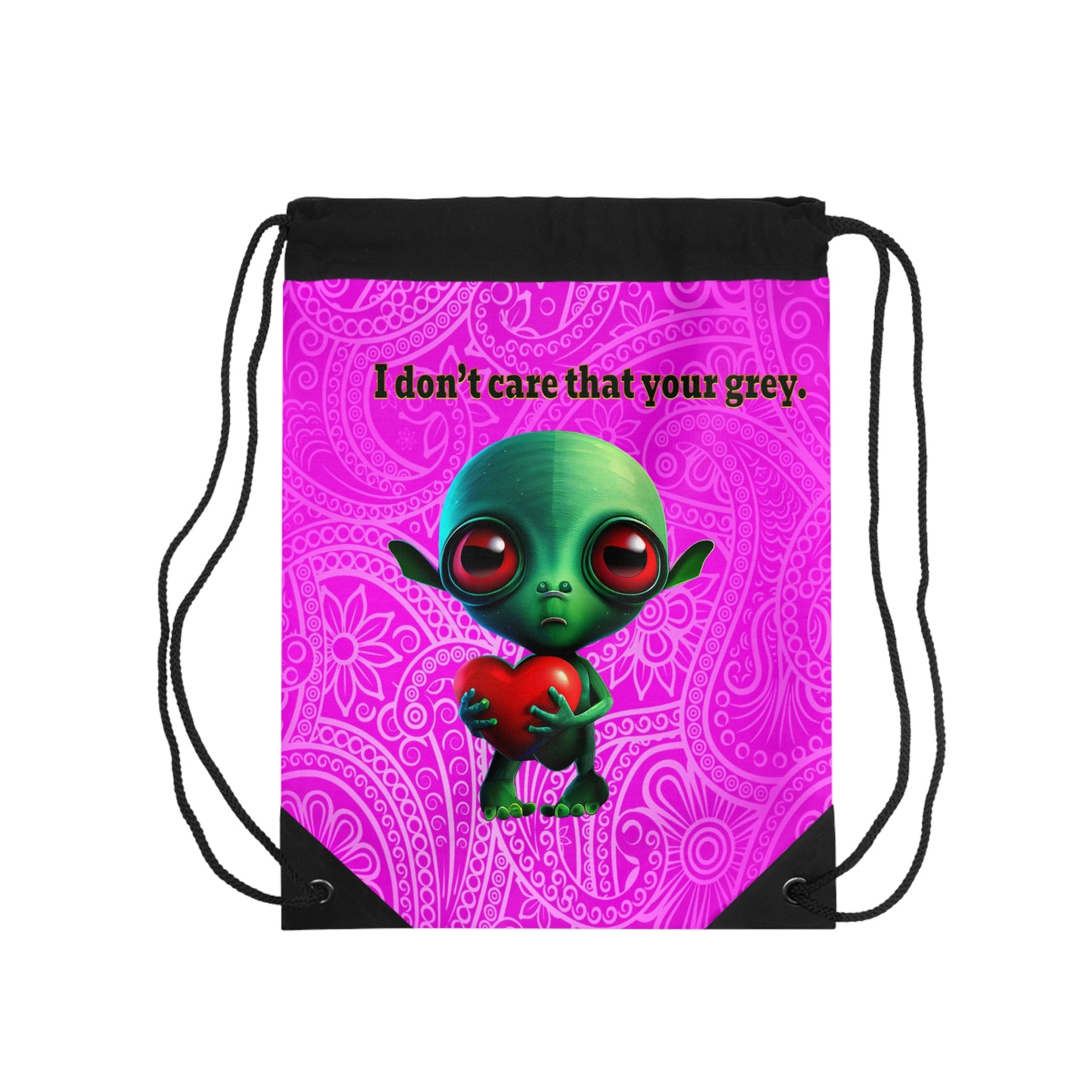 I don't care that your grey - Drawstring Bag (pink swirl)
