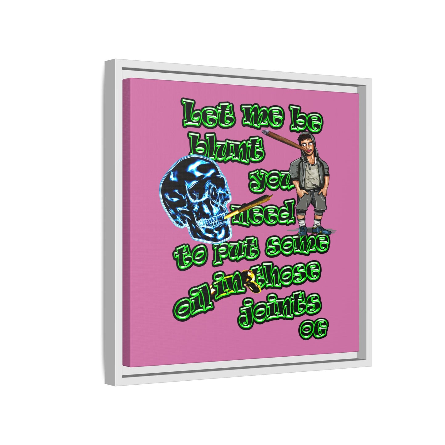 og - framed canvas art (light pink)