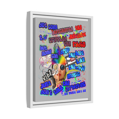 drop the beat - framed canvas art (light grey)