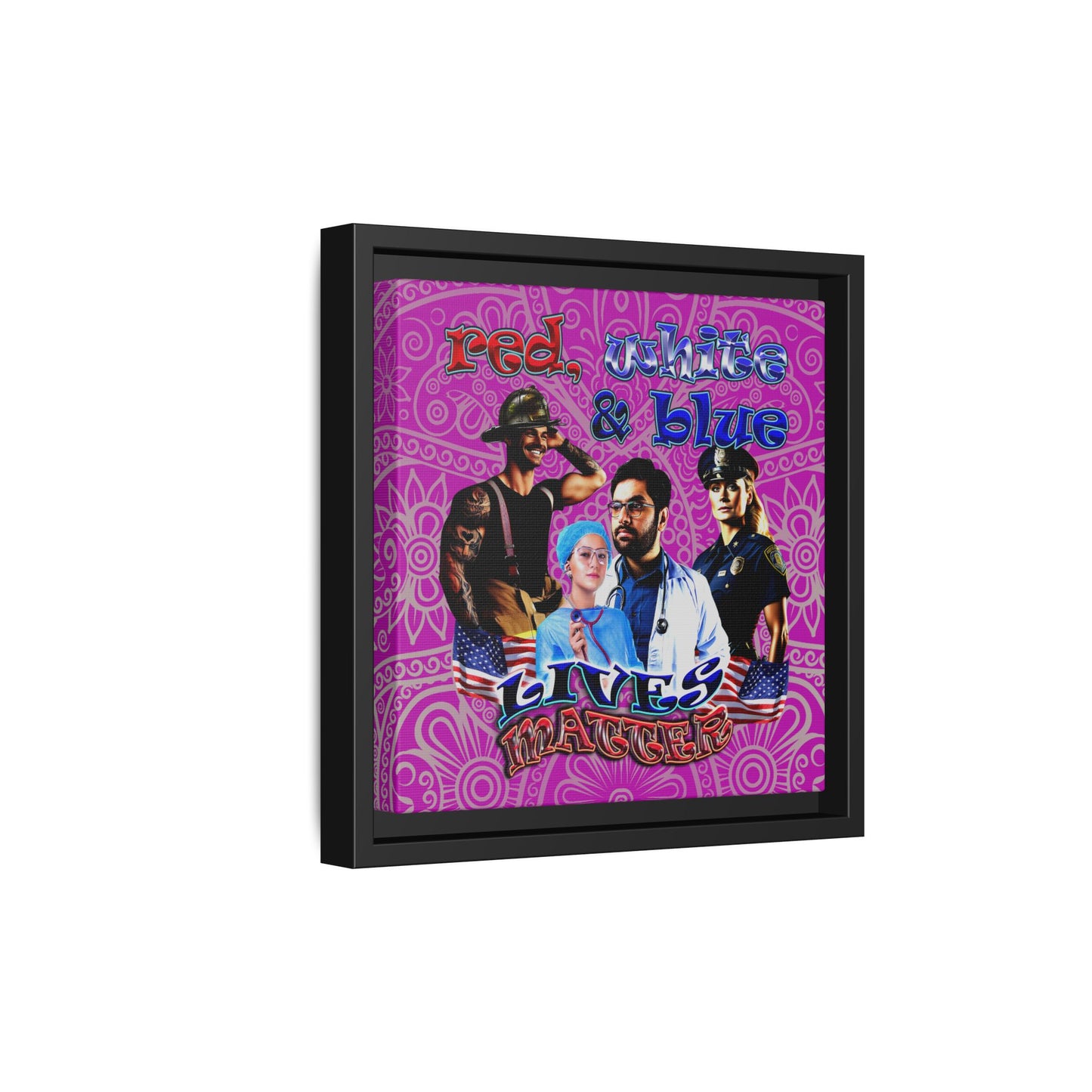 rw&b lives matter - framed canvas art (pink swirl)