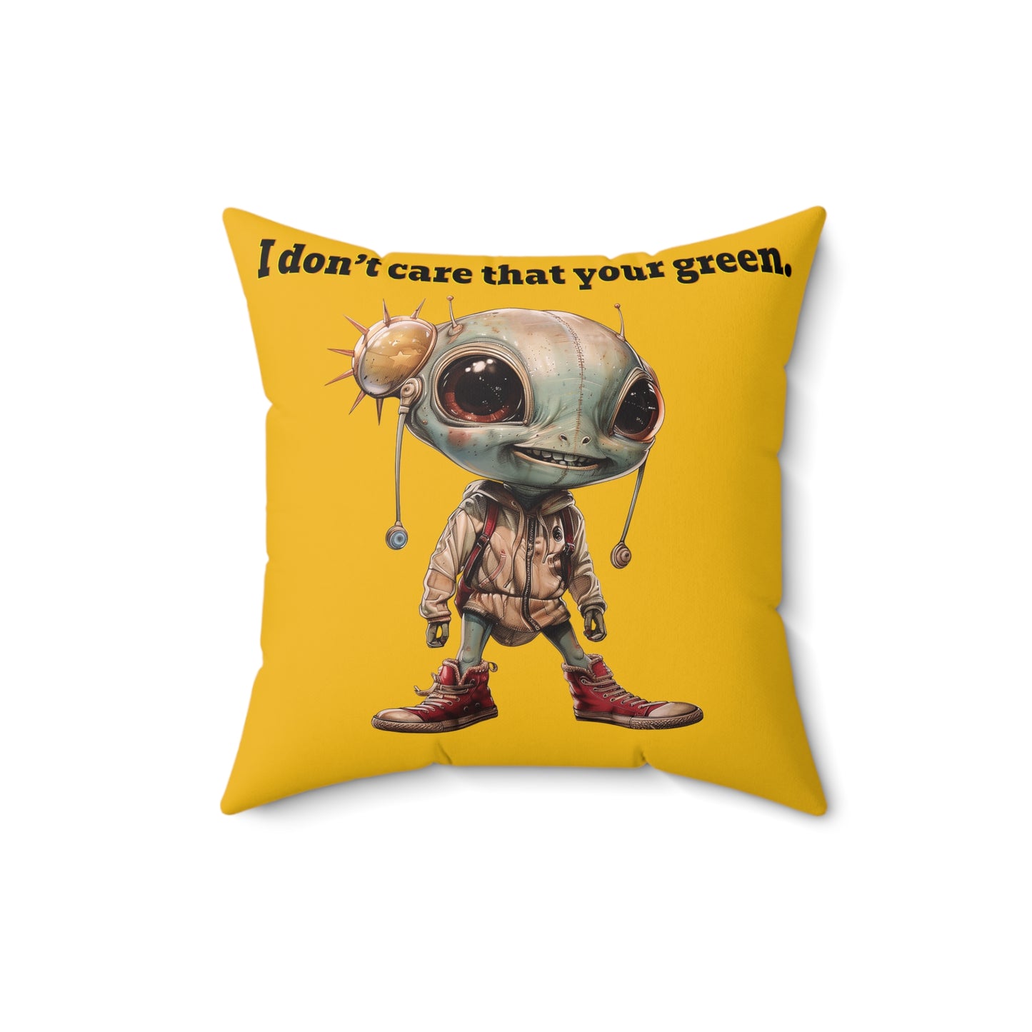 I don't care that your grey - Faux Suede Square Pillow - (yellow)
