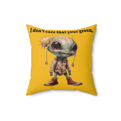 I don't care that your grey - Faux Suede Square Pillow - (yellow)