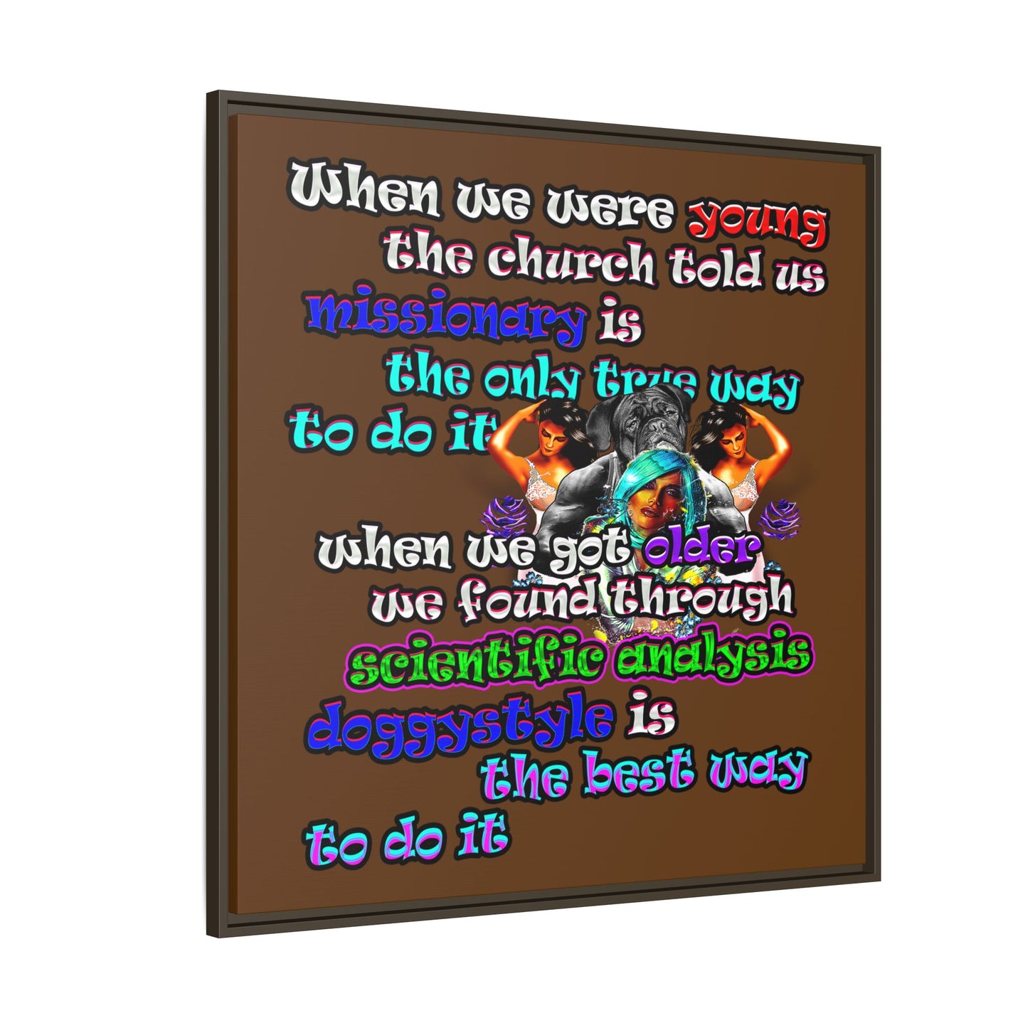 doggystyle - framed canvas art (brown)