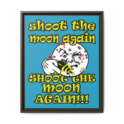 shoot the moon again - framed canvas art (turquoise)
