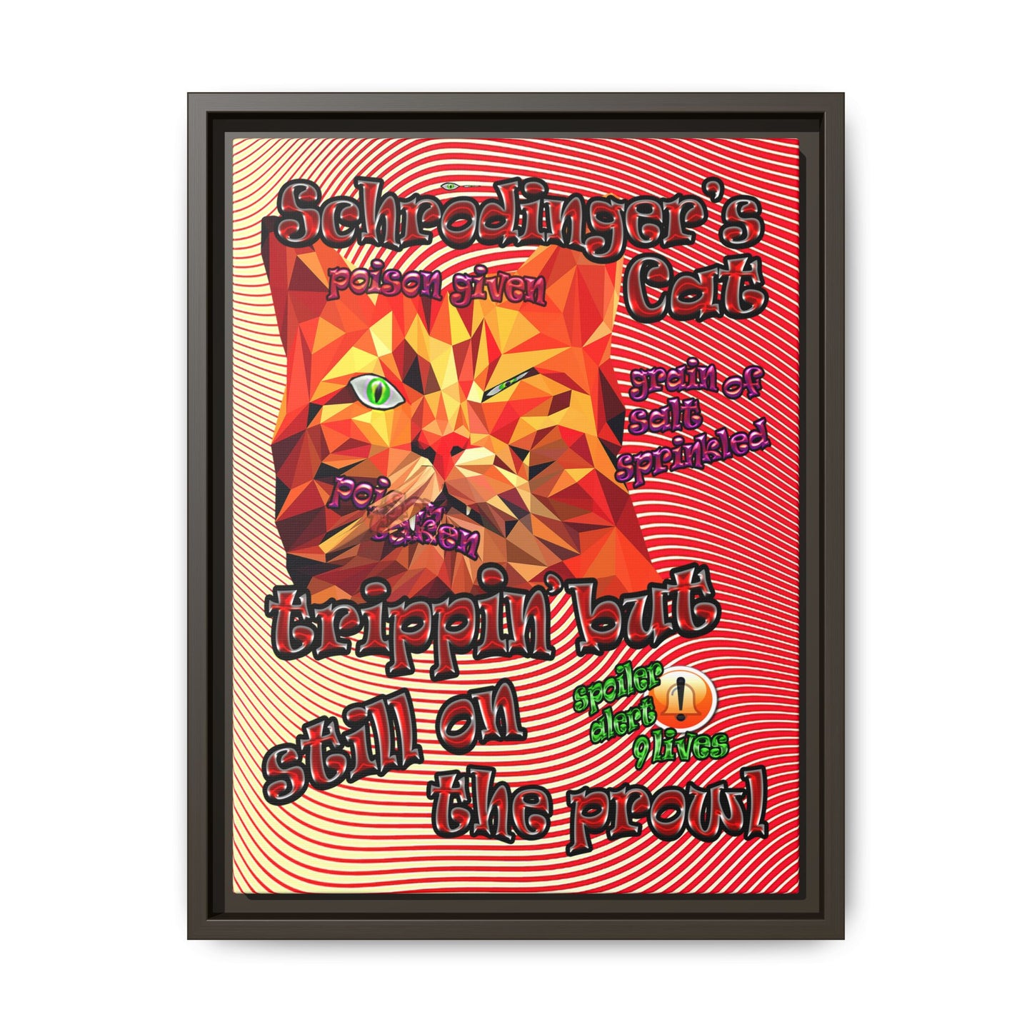 schrodinger's cat - framed canvas art (yellow-orange wave)