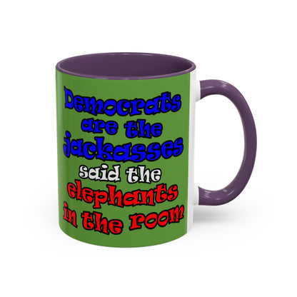 donkeys and elephants - Accent Mug (green)