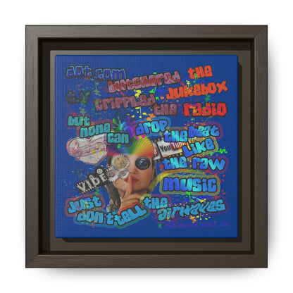 drop the beat - framed canvas art (dark blue)