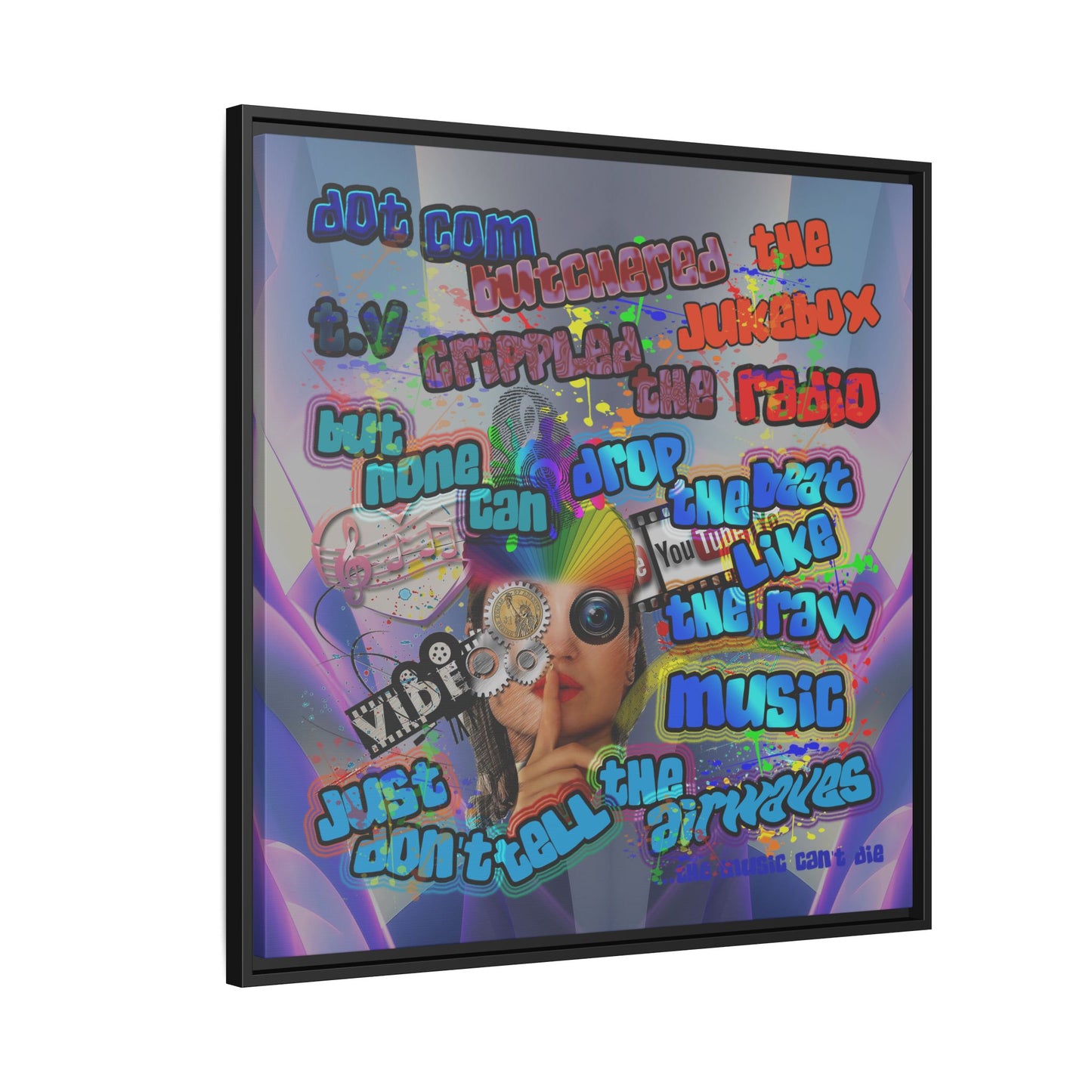 drop the beat - framed canvas art (grey-pink wave)