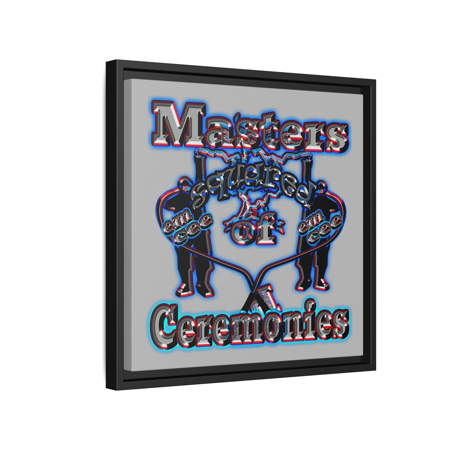 em cee squared - framed canvas art (light grey)