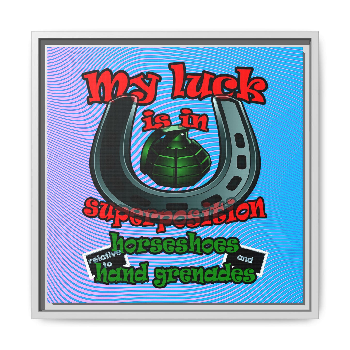 my luck - framed canvas art (light blue-purple wave)