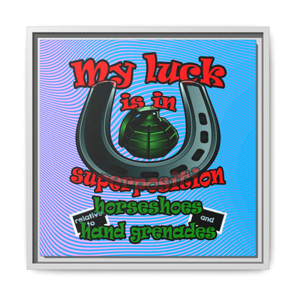 my luck - framed canvas art (light blue-purple wave)