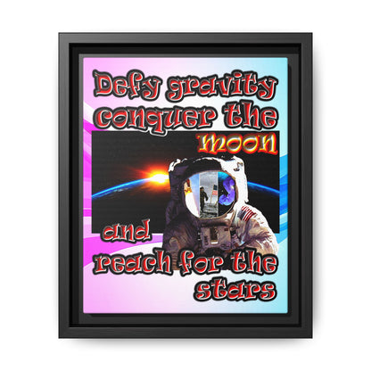 defy conquer reach - framed canvas art (light blue-pink wave)