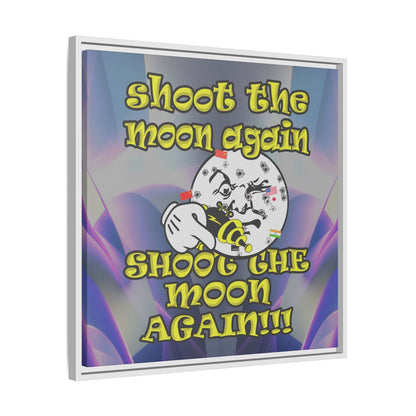 shoot the moon again - framed canvas art (grey-pink wave)